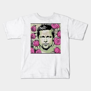 Face of Brad with roses Kids T-Shirt